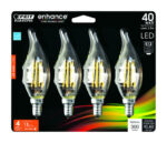 Feit Enhance CA10 (Flame Tip) E12 (Candelabra) Filament LED Bulb Soft White 4 pk