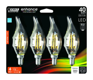 Feit Enhance CA10 (Flame Tip) E12 (Candelabra) Filament LED Bulb Soft White 4 pk