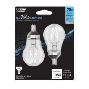 Feit White Filament A15 E12 Candelabra Filament LED Bulb Daylight 75 Watt 2 pk