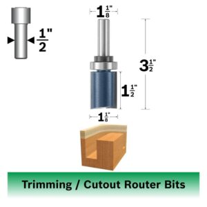 Bosch 85671M 1-1/8 In. x 1-1/2 In. Carbide Tipped 2-Flute Top Bearing Straight Trim Bit - Image 2