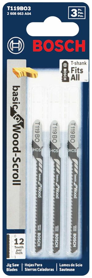 Bosch 3 in. Carbon Steel T-Shank Side Set & Ground Jig Saw Blade 12 TPI 3 pk - Image 2