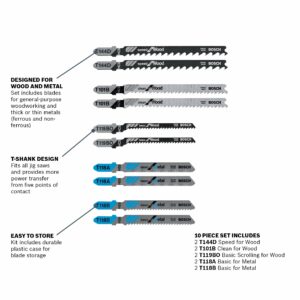 Bosch High Carbon Steel T-Shank Jig Saw Blade Set Assorted TPI 10 pk T5002 - Image 2