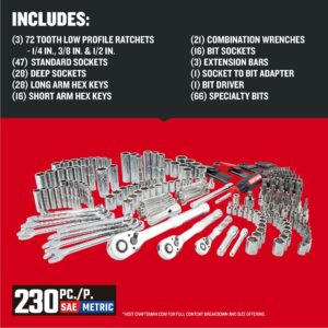 CRAFTSMAN Versastack Mechanics Tool Set 1/4 in 3/8 in & 1/2 in Drive 230 Piece - Image 2