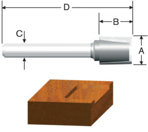 Vermont American 1/2 in. D X 1/2 x 1/2 in. X 1-1/2 in. L Carbide Tipped Hinge Mortise Router Bit - Image 2