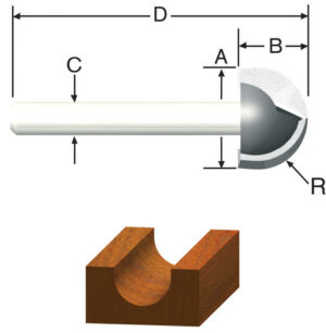 Vermont American 5/8 in. D X 5/8 in. X 1-3/4 in. L Carbide Tipped Core Box Router Bit - Image 2