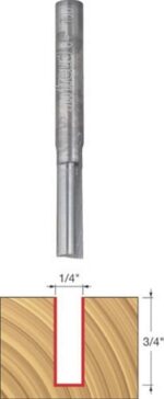 Freud 04-106: 1/4" (dia.) Double Flute Straight Bit with 1/4" shank, 3/4" carbide height, Pack of 1, Red