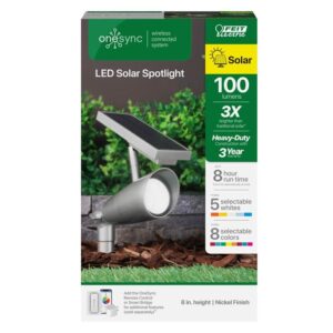 Feit Electric OneSync Brushed Nickel Solar Powered 100 W LED Spotlight 1 pk