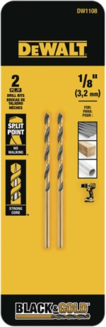 DeWalt Black & Gold 1/8 in. X 2.75 in. L High Speed Steel Split Point Drill Bit 2 pc