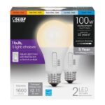 Feit Electric A21 E26 (Medium) LED Bulb Tunable White/Color Changing 100 Watt Equivalence 2 pk