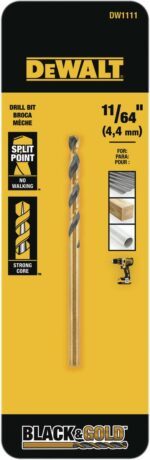 DeWalt Black & Gold 11/64 in. X 3-1/4 in. L High Speed Steel Drill Bit Straight Shank