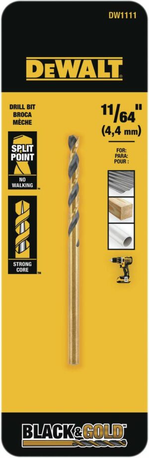 DeWalt Black & Gold 11/64 in. X 3-1/4 in. L High Speed Steel Drill Bit Straight Shank