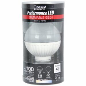 Feit Electric G25/DM/LED 10 Watt, High Performance Dimmable G25 Globe Bulb, Medium Base - Image 2