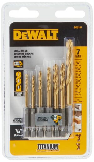 DeWalt Titanium Impact Ready Drill Bit Set Quick-Change Hex Shank 7 pc DD5157