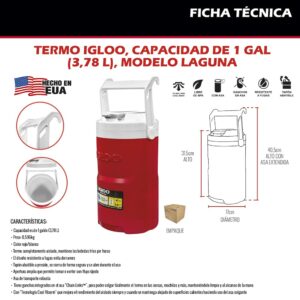 Igloo Laguna Red/White 1 gal Water Cooler 31379 - Image 5