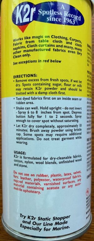 K2R No Scent Spot Treatment Stain Remover 10 oz Spray, Case of 6 - Image 3