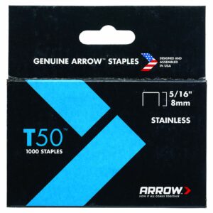 Arrow T50 3/8 in. W X 5/16 in. L 18 Ga. Flat Crown Heavy Duty Staples