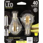 Feit Electric BPA1540N/827/LED/2 Decorative Clear Glass Filament LED Dimmable 40W Equivalent Classic A15 Light Bulb (Pack of 2), Soft White