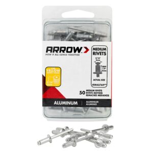 Arrow 3/16 in. D X 1/4 in. Aluminum Medium Rivets Silver 50 pk