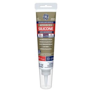 GE Advanced White Silicone 2 Kitchen and Bath Caulk Sealant 2.8 oz (Case of 12)