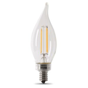 Feit CA10 Flame Tip E12 Candelabra LED Bulb Soft White 60 Watt Equivalence 2 pk - Image 2