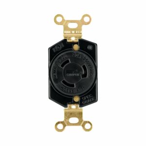 EATON L620R Lock Single Electrical Receptacle, 250 Vac, 20 A, 2 Pole, 3 Wire