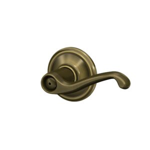 Schlage F40 V FLA 609 Flair Door Lever, Bed & Bath Privacy Lock, Antique Brass - Image 4