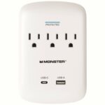 Monster Just Power It Up 0 ft. L 3 outlets Wall Tap Surge Protector White 1200 J