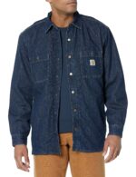 Carhartt Men's Relaxed Fit Denim Fleece Lined Snap-Front Shirt Jac, Glacier, X-Large