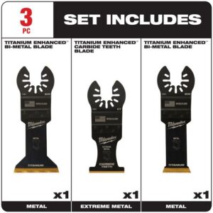 Milwaukee Universal Fit Open-Lok Carbide Multi-Tool Oscillating Blade Set Extreme Metal 3 pk - Image 2