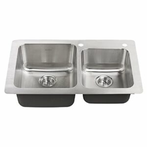 American Standard Montvale Stainless Steel Drop-in 33 in. W X 22 in. L Double Bowl Kitchen Sink Kit - Image 3