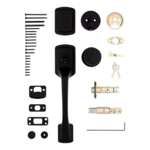 Kwikset Prague Matte Black Entry Handleset 1-3/4 in. - Image 2