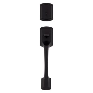 Kwikset Prague Matte Black Entry Handleset 1-3/4 in.