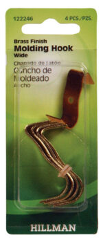 HILLMAN AnchorWire Brass-Plated Gold Wide Molding Hook 4 pk