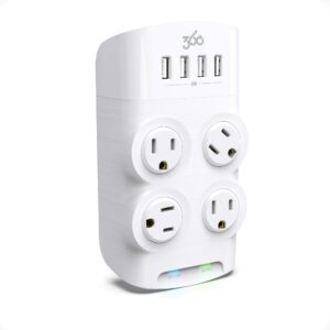 360 Electrical Revolve 4 outlets Wall Tap Surge Protector White 1080 J
