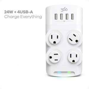 360 Electrical Revolve 4 outlets Wall Tap Surge Protector White 1080 J - Image 2
