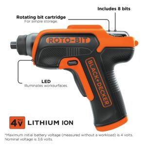 Black+Decker 4V Roto-Bit Cordless Rechargeable Screwdriver Tool Only - Image 2