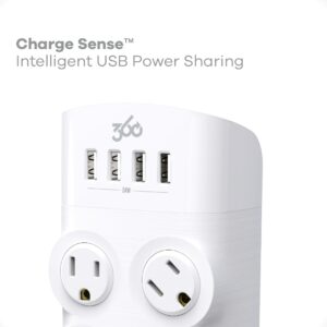 360 Electrical Revolve 4 outlets Wall Tap Surge Protector White 1080 J - Image 3