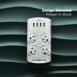 360 Electrical Revolve 4 outlets Wall Tap Surge Protector White 1080 J - Image 6