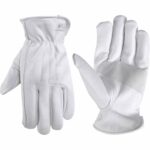 Wells Lamont M Goatskin Leather Driver Pearl Gray Gloves Medium