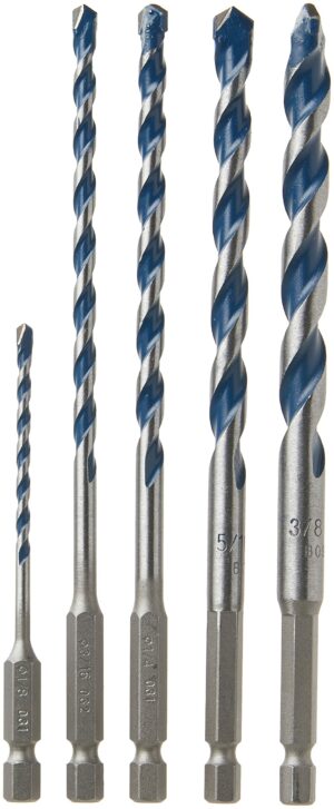 Bosch BlueGranite Turbo Carbide Tipped Hammer Drill Bit Set Hex Shank 5 pc