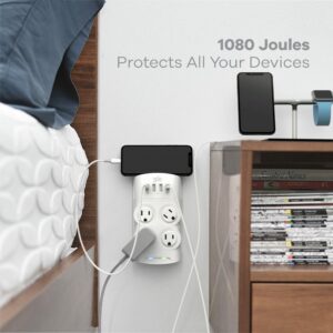 360 Electrical Revolve 4 outlets Wall Tap Surge Protector White 1080 J - Image 5