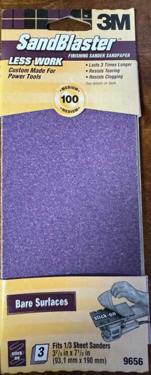 3M Sandblaster Power Sanding Sheets 100-Grit 3-2/3" x 7-1/2" 9656