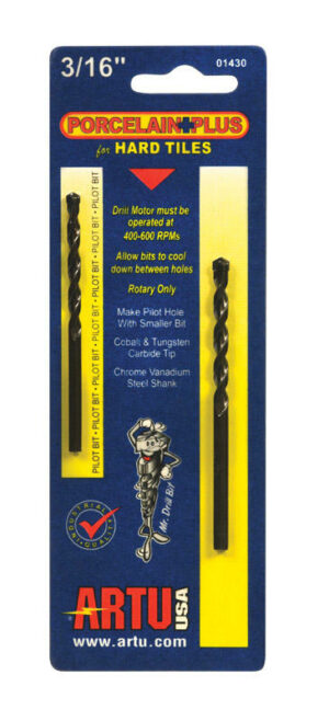 ARTU Porcelain Plus 3/16 in. X 3-1/2 in. L Tungsten Carbide Tipped Glass and Tile Bit Set