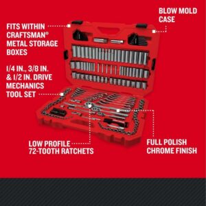 Craftsman 1/4, 3/8 and 1/2 in. drive Metric and SAE 6 and 12 Point Mechanic's Tool Set 189 pc - Image 2