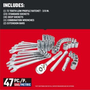 Craftsman 3/8 in. drive Metric and SAE 6 Point Mobile Mechanic's Tool Set 47 pc - Image 3