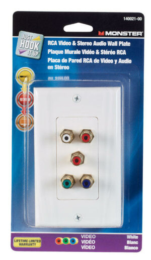 Monster Cable RCA Component Video And Dual Stereo Audio Wall Plate White