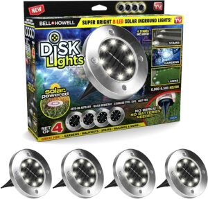 Bell & Howell Disk Lights Deluxe Solar Powered 3.75 W LED Garden Light 4 pk
