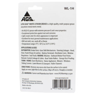 AGS Lith-Ease White Lithium Grease 1.25 oz - Image 2