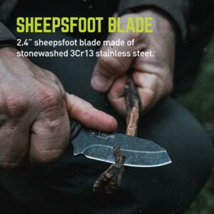 TRUE Nekkid 2.4” Sheepsfoot Fixed Blade Knife, Lightweight with Paracord Wrap - Image 6