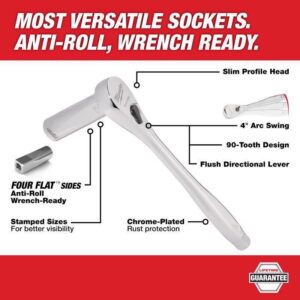 Milwaukee 1/4 in. drive Metric/SAE Mechanics Socket and Ratchet Set 50 pc - Image 3